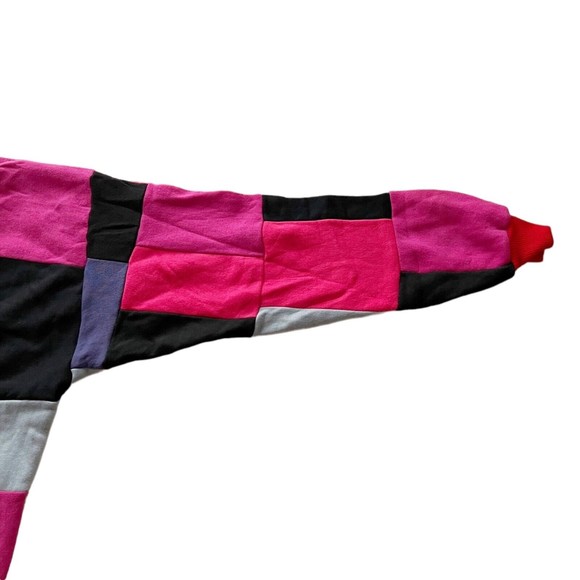 Blowout LA Vtg 90s Patchwork Colorblock Sweatshirt Pink Red Black Grey Unisex - Picture 5 of 12
